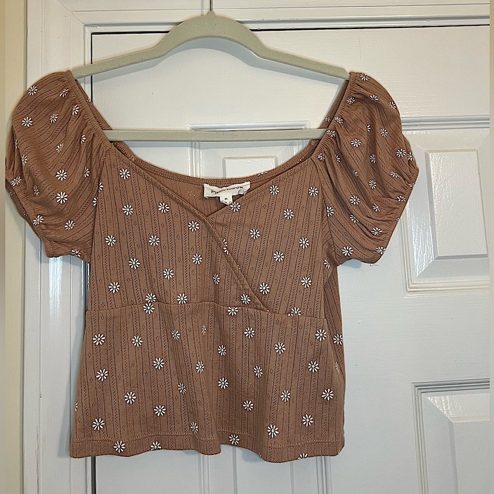Pink Rose Daisy Crop Top - Dusty Pink, Size Medium